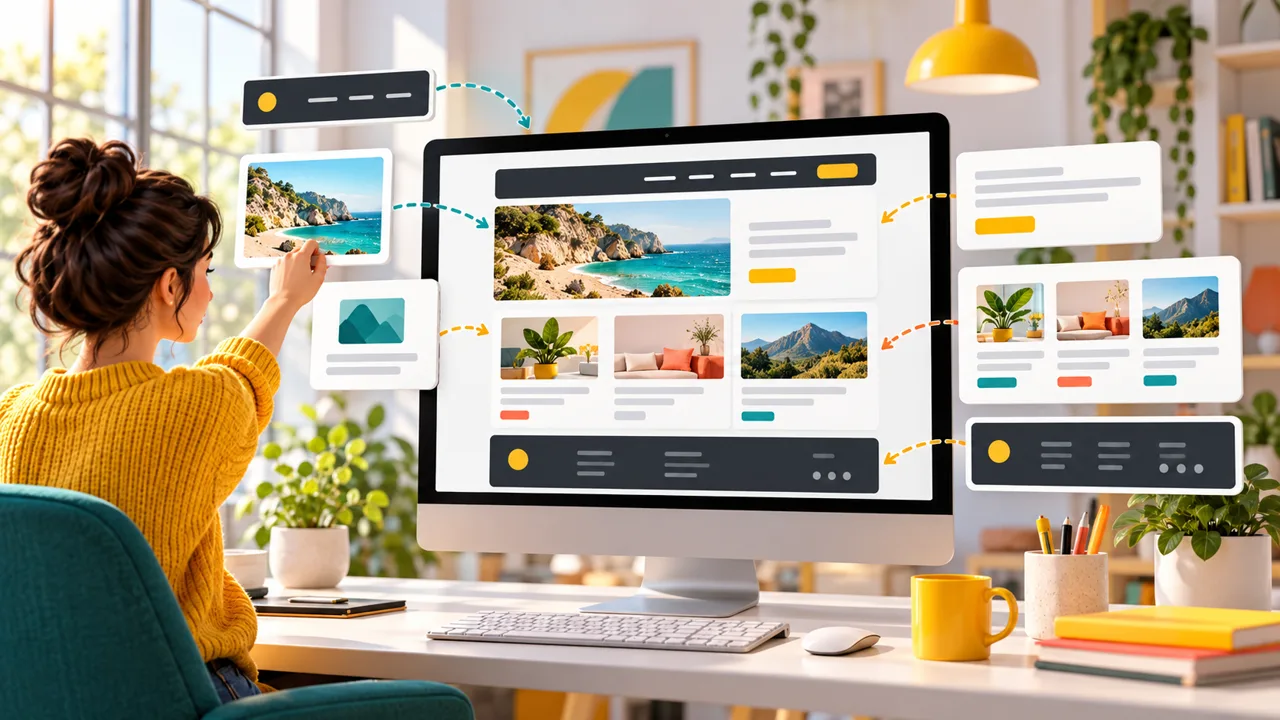 Construction d’un site WordPress avec des blocs pour l’en-tête, le contenu et le pied de page